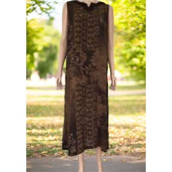 Vtg Norton McNaughton Maxi Dress Brown Floral Pleated Belted Size‎ M - Picture 13 of 13